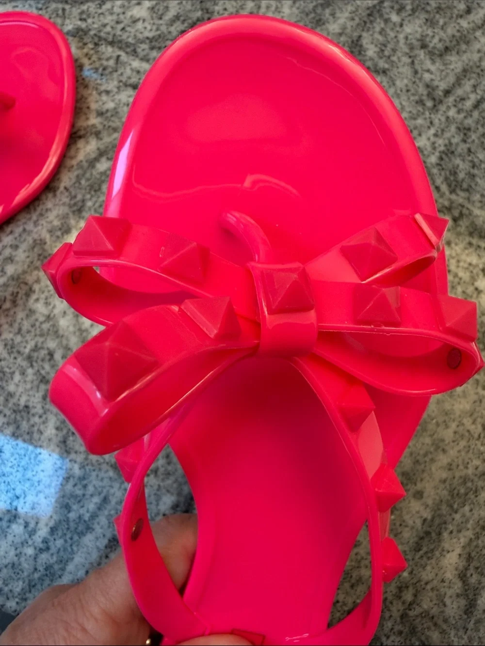 Women's Bright Pink Bow Jelly Slide Sandals